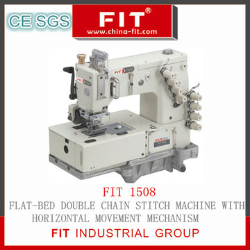 Flat-Bed Double Chain Stitch Machine with Horizontal Movement Mechanism (FIT1508)